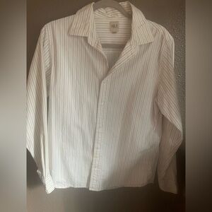 BKE Contour Beige and White Striped Shirt
